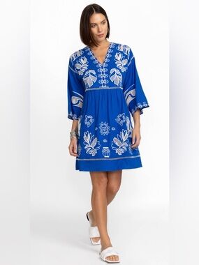 Johnny Was Jade Blue Mini Barbara Dress